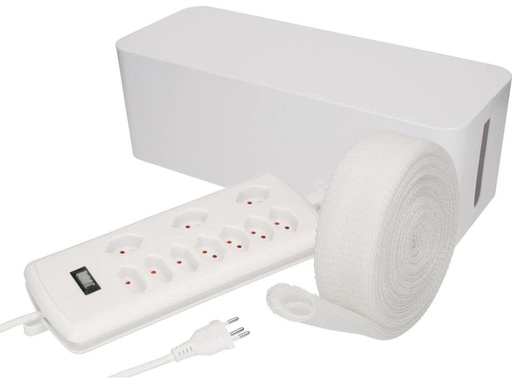 [90174788 1216766] Max Hauri Kabelbox mit Steckerleiste 7x T13, 3x Typ11 Weiss