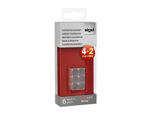[90175531 1219593] Sigel Magnetplättchen Strong Ø 10 x 10 x 10 mm, 6 Stück