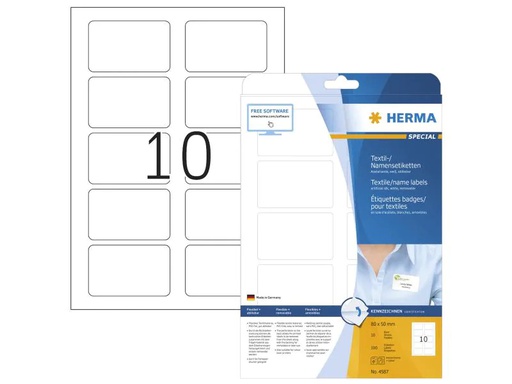 [90024270 1060219] HERMA Namensetiketten  4587 80 x 50 mm, Weiss