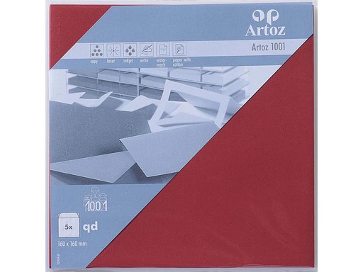 [90024332 1212408] Artoz Couvert 1001, 16 x 16 cm, 5 Stück, Weinrot