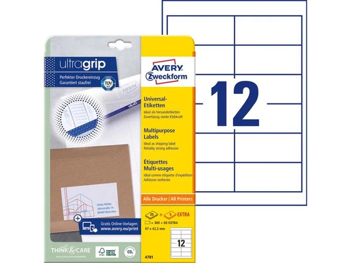 [90024416 127723] Avery Zweckform Universal-Etiketten 4781 97 x 42.3 mm, 25 Blatt