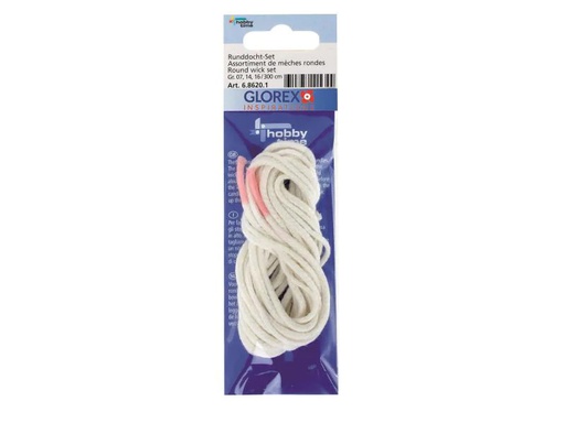 [90024703 648582] Glorex Kerzendocht 3 x 1 m rund Grösse 03 - 09 - 20