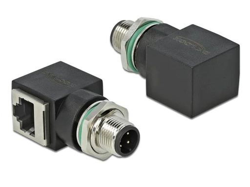[90024915 1129533] Delock Winkeladapter M12 4 Pin D Stecker - RJ45 Buchse 1 Stück