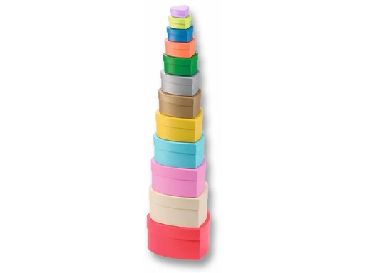 [90025053 643908] Folia Papp-Schachtel 12-teilig Herzen, Farbig