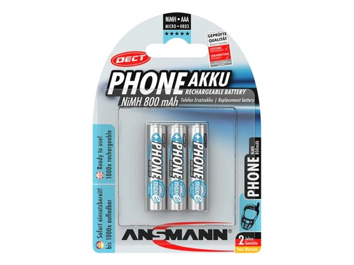 [90025217 1121006] Ansmann Akku 3x AAA 800 mAh für DECT-Phones