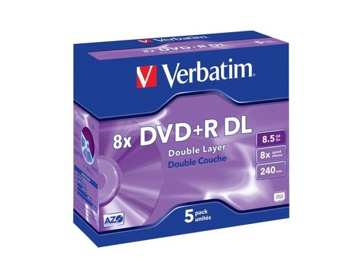 [90025425 38399] Verbatim DVD+R 8.5 GB, Jewelcase (5 Stück)