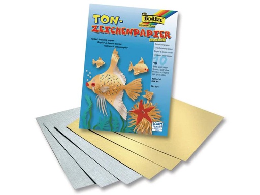 [90025942 565511] Folia Tonzeichenpapier A4 Gold/Silber