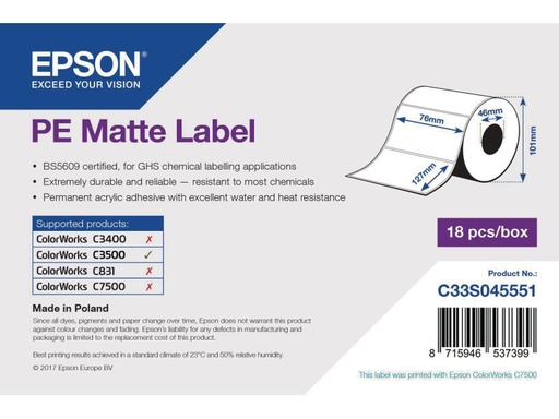 [90025964 328316] Epson Etikettenrolle 76 x 127 mm