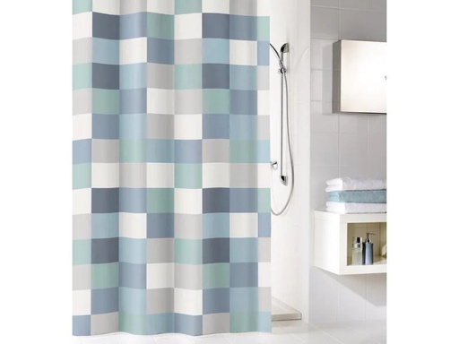 [90176492 1228535] Kleine Wolke Duschvorhang Check 120 x 200 cm, Blaugrau/Grau/Weiss