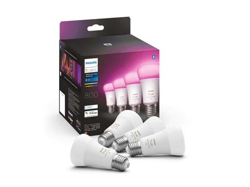 [90176500 1238399] Philips Hue Leuchtmittel White &amp; Col. Amb. E27 Viererpack 4 x 570 lm