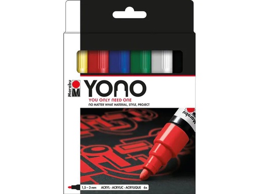 [90176584 1180951] Marabu Acrylmarker YONO Set 1.5 - 3 mm 6-teilig, Mehrfarbig