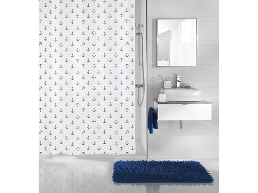 [90176707 1228542] Kleine Wolke Duschvorhang Anchor 120 x 200 cm,  Dunkelblau/Weiss