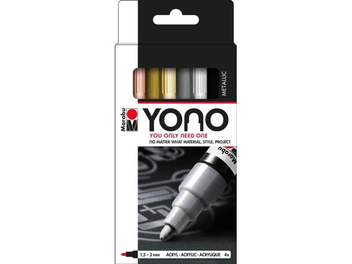 [90176747 1180950] Marabu Acrylmarker YONO Set 1.5 - 3 mm, 4-teilig, Metall