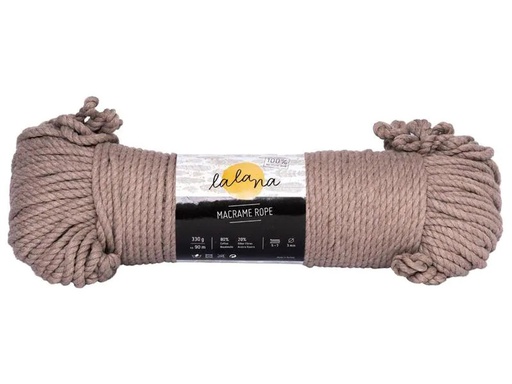 [90176840 1249960] lalana Wolle Makramee Rope 3 mm, 330 g, Braun