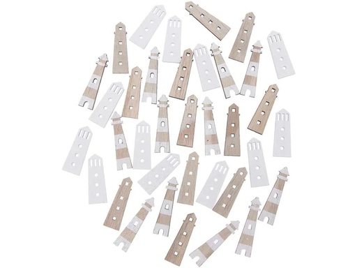 [90177136 1234281] Rico Design Streudeko Leuchtturn natur 36 Stück