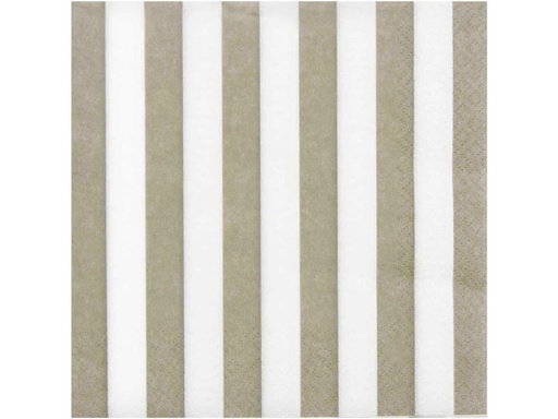 [90177308 1234267] Rico Design Papierservietten Gestreift 33 x 33 cm, 20 Stück, Beige/Weiss