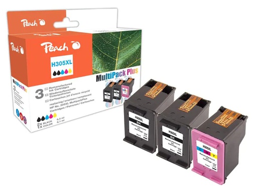 [90177318 1235826] Peach Tinte HP Nr. 305XL / 3YM62AE + 3YM63AE 2x Black, 1x Color
