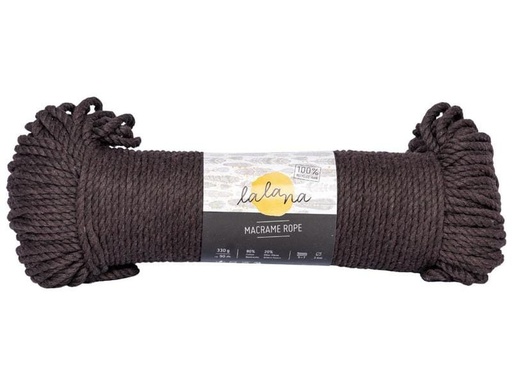 [90177476 1249956] lalana Wolle Makramee Rope 3 mm, 330 g, Dunkelbraun