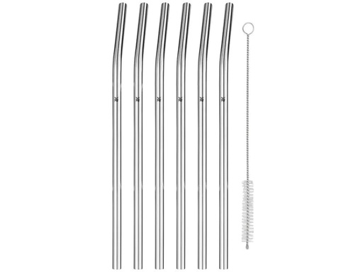 [90026374 1068139] WMF Strohhalm Baric 24 cm gebogen, 6 Stück, Silber
