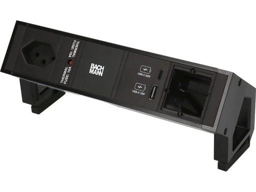 [90178024 1253824] Bachmann Tischsteckdosenleiste DESK 2, 1x T13, 1x USB A/C, 1x Custom