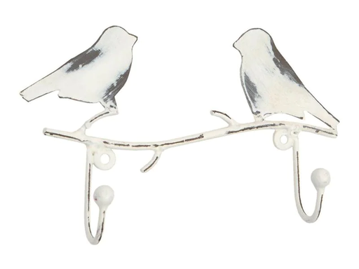 [90026408 1176488] Tranquillo Wandhaken 2-fach, Vogel, Weiss, 16 cm