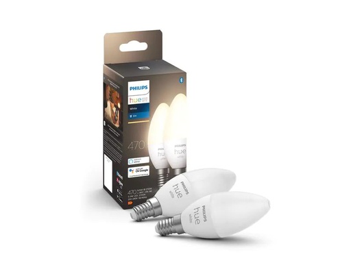 [90178436 1238443] Philips Hue Leuchtmittel White E14 Kerze Doppelpack 2 x 470 lm