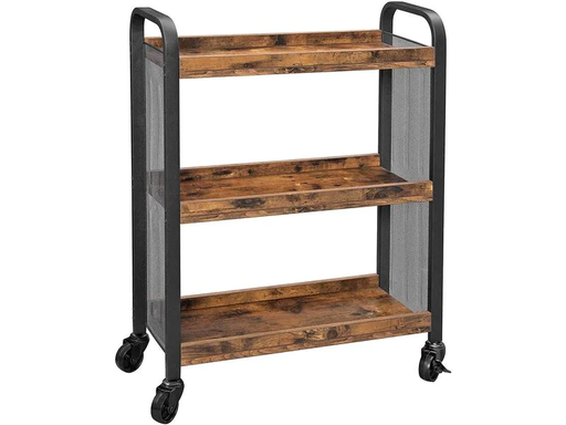 [90178471 1171316] VASAGLE Bartrolley mit Rollen 66 x 85 cm, Braun/Schwarz