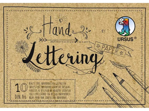 [90178646 1243337] URSUS Zeichenblock Handlettering A6, 190 g/m², 10 Blatt, Braun