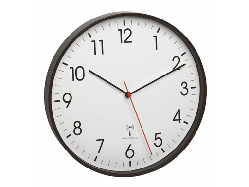 [90002627 995513] TFA Dostmann Funk-Wanduhr Ø 30.5 cm, Schwarz