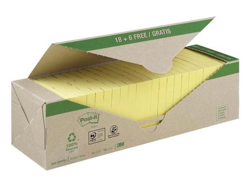 [90178905 1248717] Post-it Notizzettel Post-it Recycling Gelb, 7.6 cm x 7.6 cm