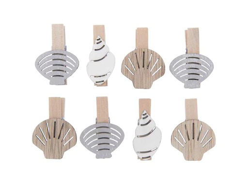 [90179002 1234303] Rico Design Dekoklammer Muscheln 8 Stück