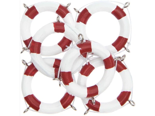 [90179096 1234329] Rico Design Streudeko Rettungsring 6 Stück,  Rot/Weiss