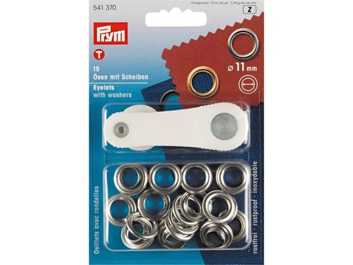 [90002630 1087999] Prym Ösen + Scheiben 11 mm Silber, 15 Stück