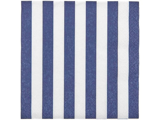 [90179337 1234265] Rico Design Papierservietten Gestreift 33 x 33 cm, 20 Stück, Blau/Weiss