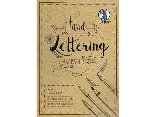 [90179500 1243335] URSUS Zeichenblock Handlettering A4, 190 g/m², 10 Blatt, Braun