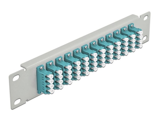 [90179544 1245864] Delock Verteilerplatte 10″ LWL Patchpanel 12 Port LC Quad grau