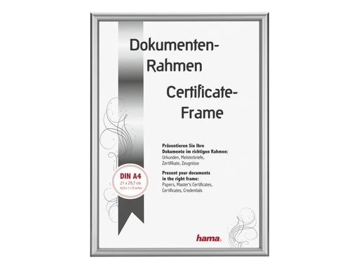 [90179808 1247648] Hama Bilderrahmen Detroit für Dokumente A4, Silber