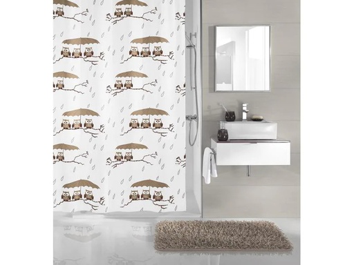 [90179836 1228520] Kleine Wolke Duschvorhang Eulen 120 x 200 cm , Braun/Weiss