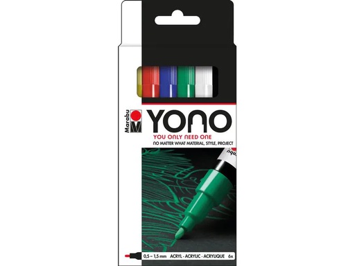 [90179936 1180948] Marabu Acrylmarker YONO Set 0.5 - 1.5 mm, 6-teilig, Mehrfarbig