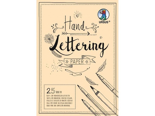 [90179939 1243332] URSUS Zeichenblock Handlettering A4, 210 g/m², 25 Blatt, Creme