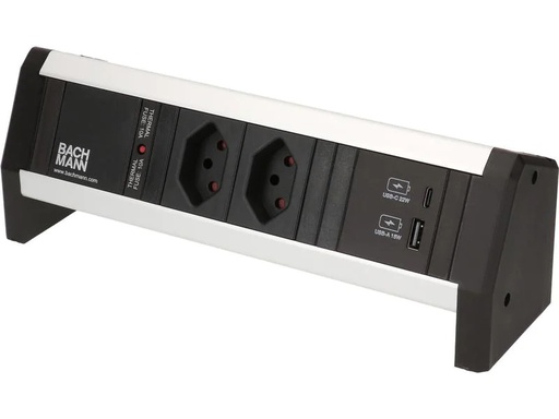 [90179997 1253804] Bachmann Tischsteckdosenleiste DESK 1, 2x T13, 1x USB A/C