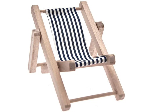 [90180176 1234330] Rico Design Mini-Möbel Liegestuhl 7 x 10 cm 1 Stück, Blau/Weiss