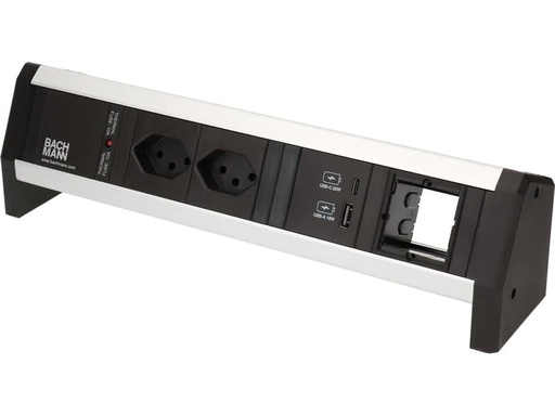 [90180553 1253802] Bachmann Tischsteckdosenleiste DESK 1, 2x T13, 1x USB A/C, 1x Custom