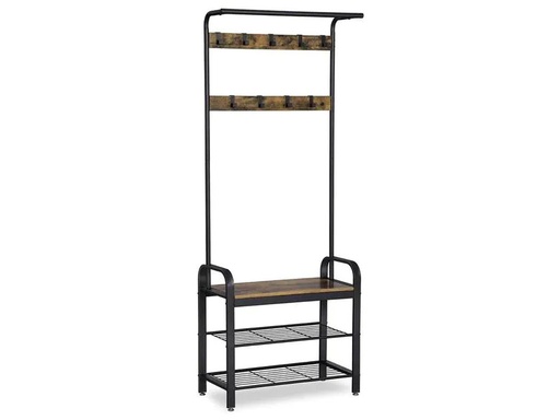 [90180767 1171294] VASAGLE Garderobenständer mit Schuhablage 183 cm, Braun/Schwarz