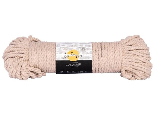 [90180935 1249963] lalana Wolle Makramee Rope 5 mm, 330 g, Beige