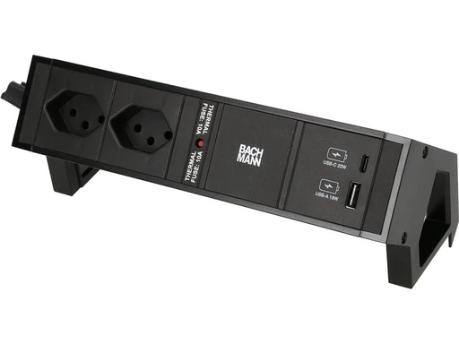 [90180947 1253823] Bachmann Tischsteckdosenleiste DESK 2, 2x T13, 1x USB A/C