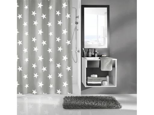 [90181028 1228500] Kleine Wolke Duschvorhang Nova 120 x 200 cm , Grau/Weiss