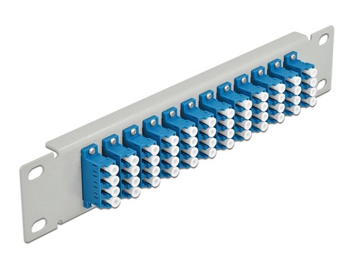 [90181239 1245862] Delock Verteilerplatte 10″ LWL Patchpanel 12 Port LC Quad grau