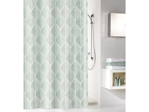 [90181258 1228503] Kleine Wolke Duschvorhang Leaf 180 x 200 cm, Grün/Weiss