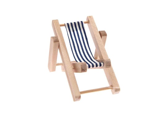 [90181290 1237953] Rico Design Mini-Möbel Liegestuhl 5.5 x 8 cm, Blau-Weiss